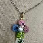 Vintage Millefiori Glass Cross Necklace Photo 2
