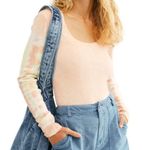 Free People Top We The Free Big Sur Long Sleeve T-Shirt Soft Pink Combo XS GUC Photo 2
