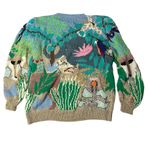 MABEL’S Colorful Sweater Crew Neck Pastel Animals Scenic Novelty Top VINTAGE 80s Blue Size L Photo 3