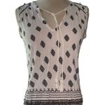 Lucky Brand blouse sleeveless w/cut outs tie front neckline medallion print Sz S Photo 0