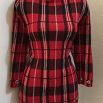 Beldini Belldini Red black plaid mock turtle neck silver grommet grunge edgy top blouse   Photo 0