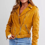 Mauritius Wild 2 RF Leather Moto Jacket Lambskin Sunrise Yellow Medium EUC Photo 0