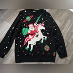 Tipsy Elves  SANTA UNICORN UGLY CHRISTMAS SWEATER BLACK RED GREEN SIZE L XL Photo 1