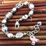 Brighton Silver and Pink Breast Cancer Awareness Charm Bracelet Photo 0