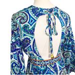 Trina Turk Provence Paisley Keyhole Back Quarter Sleeve Tassel Cover Up Medium Photo 3