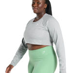 Gymshark ‎ Gray Cropped Long Sleeve Athletic Top Sweatshirt Women's Size M Photo 0