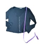 Reformation The Gellar Black Ribbed Button Front Bell Sleeve Crop Top Womens 2X Photo 7