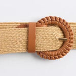 Torrid NEW Raffia Woven Whipstitch Faux Leather Belt Neutral Tan 2X Photo 0