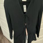 Abercrombie & Fitch Long Sleeve Oversized Tie-Front Gauzy Shirt Photo 3