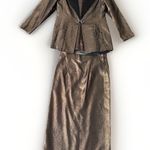 EVA POLINI Women's 10/Gold Skirt Suit Jacket metallic Formal Evening Rhinestone Gold Size 8 Photo 0
