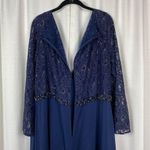 Mac Duggal Midnight Blue Fabulous Lace Illusion Bodice Beaded Belt Gown Sz.22W Photo 11