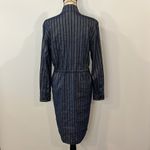 Etcetera NWOT flax linen blend stretch shirt dress navy blue 4 Photo 3