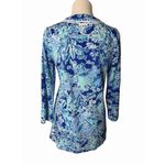 Lilly Pulitzer Top Womens S Blue Floral Kaia Tunic Embroidered Tropical Resort Photo 4