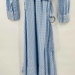 Tibi  Summer-Fresh Midi Shirtdress Long Sleeve Gingham Printed Blue Size 4 Photo 10