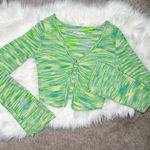 American Eagle Retro Bell Sleeve Knit Crop Top Womens XS Mod Disco Hippie Boho Photo 0