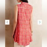 Anthropologie  11 1 TYLHO Tunic Mini Dress Red & White Gingham Button Womens M Photo 2