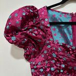 Lulus Always Decadent Magenta Floral Brocade Puff Sleeve Mini Dress  Size Medium Photo 5