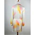 JAAF Organic Silk Mini Dress Aura Light Print V Neck Mini Dress Long Sleeve Pink Size L Photo 3