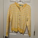 Draper James  RSVP Yellow Gingham Button Front Cardigan Sweater Photo 1