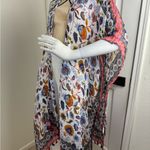 Ruggine Multi Color Bright Floral Lightweight Kimono with Pom Pom Trim. Blue Size undefined Photo 7