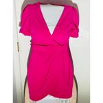 Adelyn Rae Hot Pink Wrap Dress – Belted Tulip Hem – Size Medium Photo 4