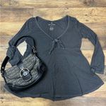 American Eagle Vintage  Babydoll Outfitters Dark Green Long Sleeve Top Photo 6