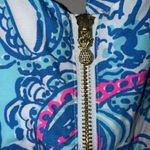 Lilly Pulitzer  🎯 Blue & Pink Paisley Patterned crochet neck mini Dress size 8 Photo 6