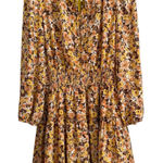 VOY Patricia Women's Tied Ruffle Accent Long Sleeve Swing Mini Dress Size Large Brown Photo 0