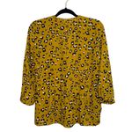 ZARA Basic Mustard Yellow & Black Leopard Print Ruffle Blouse Photo 5