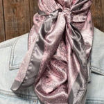 Wild Rag Scarf Pink & Grey Paisley 35" X 35" Western Cowgirl Photo 0
