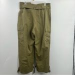 ZARA  belted cargo trousers wide leg olive green size XL high rise paperbag waist Photo 3