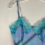 Victoria's Secret Victoria’s Secret Blue & Purple Plaid Lace Trim Slit Leg Teddy Nighty Slip Dress Photo 2