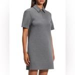 Theory NWT 1/2 Zip Short Sleeve Scuba Polo Mini Dress in Charcoal Melange Large Photo 8