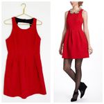 Anthropologie NWT Moulinette Soeurs Red Brocade Dress Size 8 Jacquard Fit Flare Photo 1