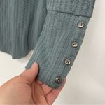 Chaser  Blue Waffle Knit  Long Sleeve Hoodie Thermal Shirt M Photo 3