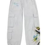 Ed Hardy  light gray poplin pants bird graphic punk women's size small new Photo 0