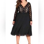 City Chic  Black and Tan Rare Beauty Lace Bodice Long Sleeve Midi Dress Size 18 Photo 8