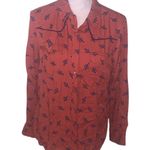 Cotton & Rye Outfitters Western Button Down Shirt Western Cactus Print Orange Photo 0