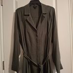 Torrid  Sz 2 Olive Green Mini Waist-Tie Shirt Dress Photo 8
