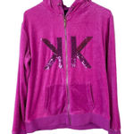 Kardashian Kollection  Velour Hoodie Womens Size M Pink KK‎ Sequined Zip Y2K 00s Photo 0