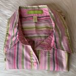 Sigrid Olsen  Pink & Green Stripe Button Up Shirt Size Medium Photo 8