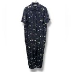 Thakoon Black‎ Floral Cropped Jumpsuit Women’s Size 8 Short Sleeve Multicolor Black Photo 2