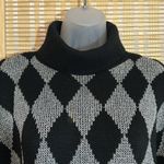 Silvercord Vintage 1990s Black Silver Diamond Pattern Turtleneck Sweater Large Photo 5