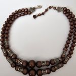 Vintage Brown Tiger's eye Moonglow Lucite Bead Graduated Double Strand Necklace Silver Photo 1