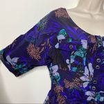 Yumi Kim Floral Back Cut Out Short Sleeve Silk Black Blue Dress S Photo 6