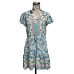 Salty Bright mini dress floral boho Cottegecore Peasent beach 8 Swing Casual Blue Photo 1