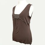Max Studio Vintage  L Brown Tank Top Cami Babydoll‎ V-Neck Y2K Retro USA Photo 1