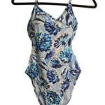 ANDIE  The Amalfi One Piece Blue Floral Scoop Neck Adjustable Straps M New Photo 0