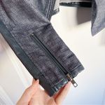 Monika Chiang • moto jacket leather woven asymmetrical zip navy blue cropped Photo 4