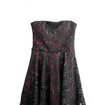 Love Reign Strapless Black Lace Overlay Dress Sz M Sequin Grunge Whimsigoth HOCO Photo 0